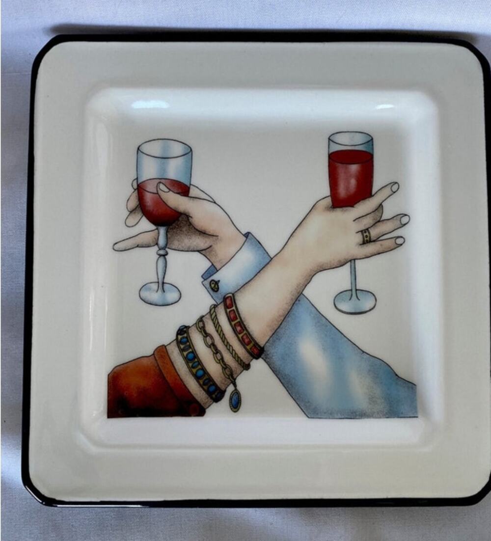 Brunelli Pair of Squared Salad Dessert Plates Made in Italy Wedding Anniversary